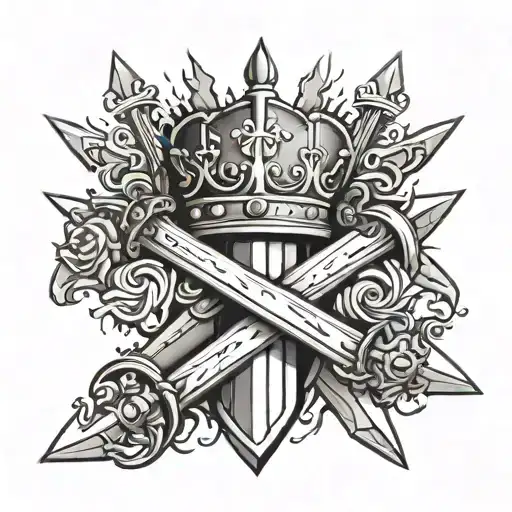 4 Swords Surrounding A Crown