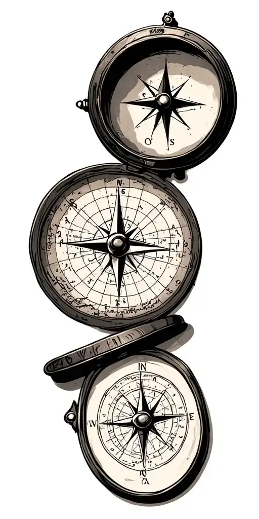 Compass And Two Old Treasure Maps