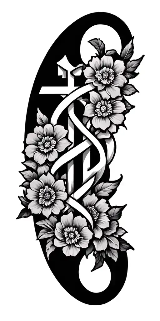 Floral Religious Symbol Intertwined