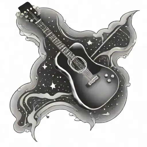 Guitar In The Sky Filled With Stars
