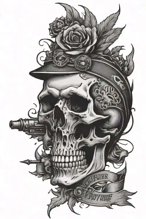 Skull And Inscription Soldier Of Fortune Military