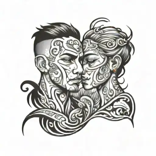 Love Brother And Sister Stylized Blackwork