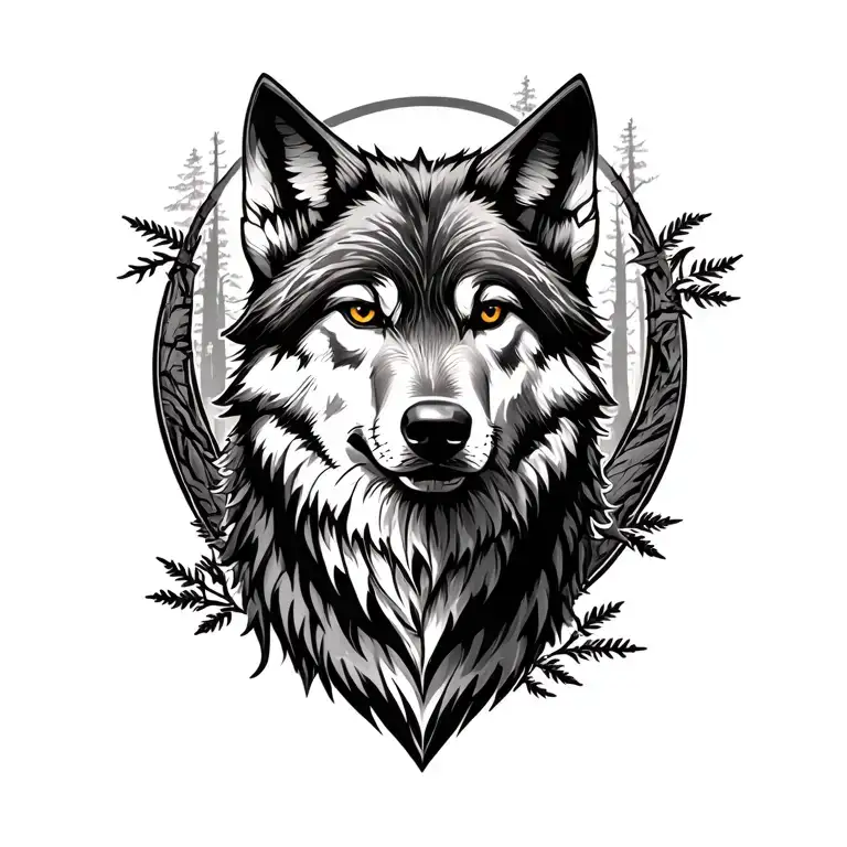 Full Body Lone Wolf In Woods