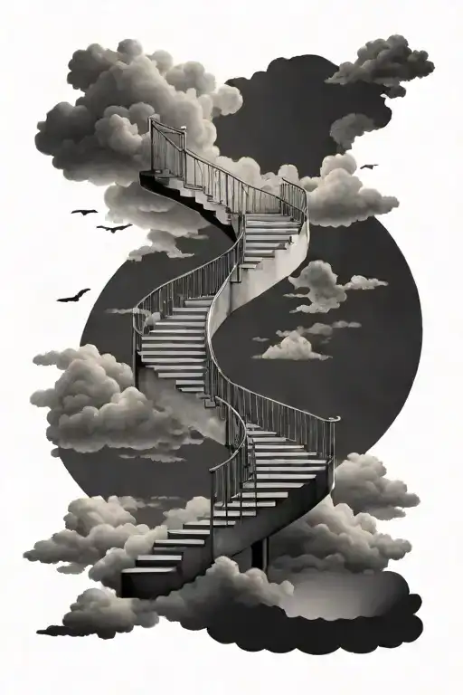 Stairs To Heaven Staircase With Clouds