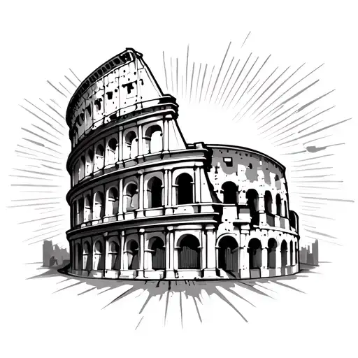 Colosseum Rome With Sun Rays Breaking Free From Chains