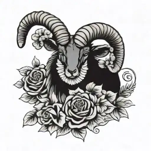 Aries Symbol With Flowers And 2005