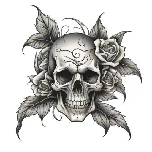 Skull And Flowers