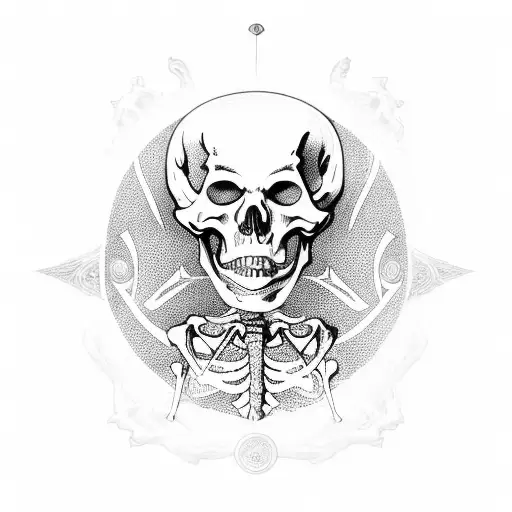 Skeleton Sitting On Throne With All Seeing Eye