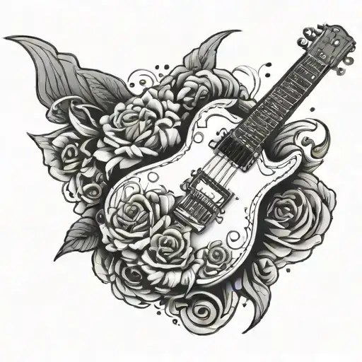 Guitar Neck Tattoo Design Featuring