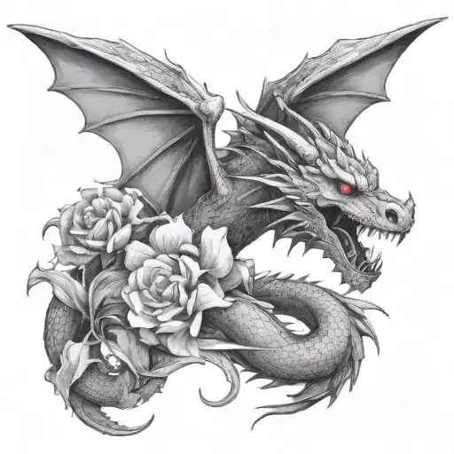Dragon Holding Flowers