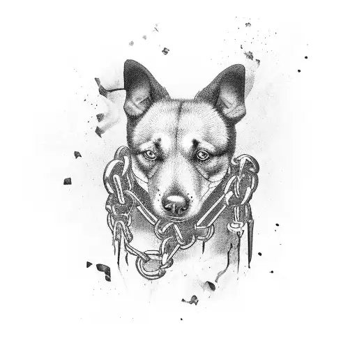 A Dancing Dog In Front Of A Melting Chain