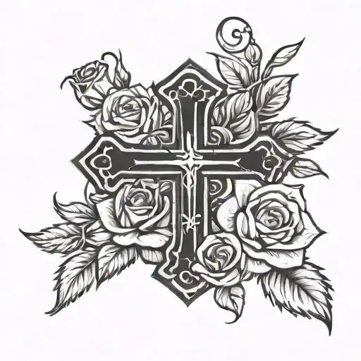 Christian Cross With Roses