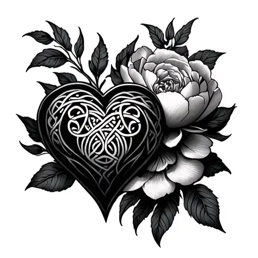 Two Celtic Hearts And A Peony