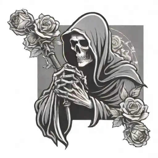 Grim Reaper Pray Hands With Roses