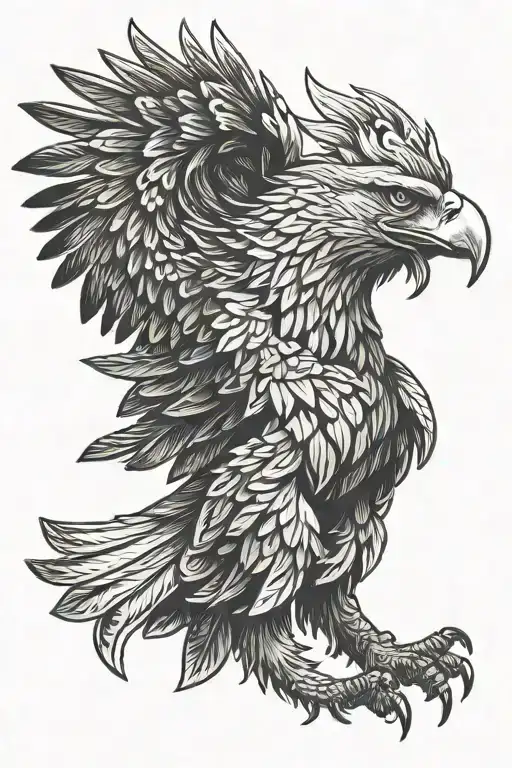 Side View Of An Eagle Diving With A Crown On Its Head