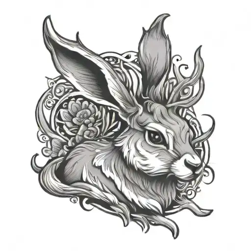 Jackalope With Cute Eyes Cartoon Style