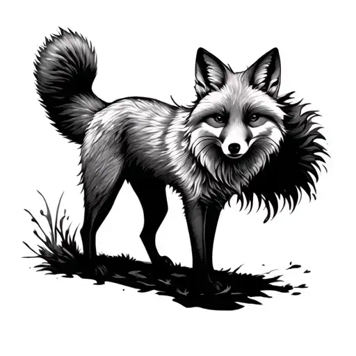 Line Work Tattoo Design Fox Standing