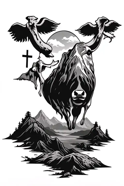 Calf Sleeve With Mountain With Cross On Top