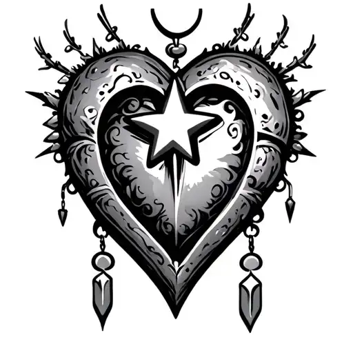 Heart With Star Hanging From It