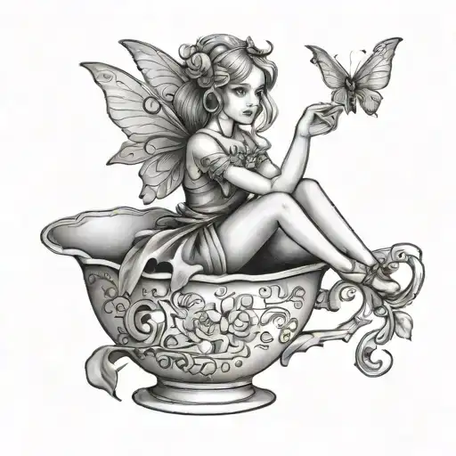 Fairy Sitting On A Tea Cup