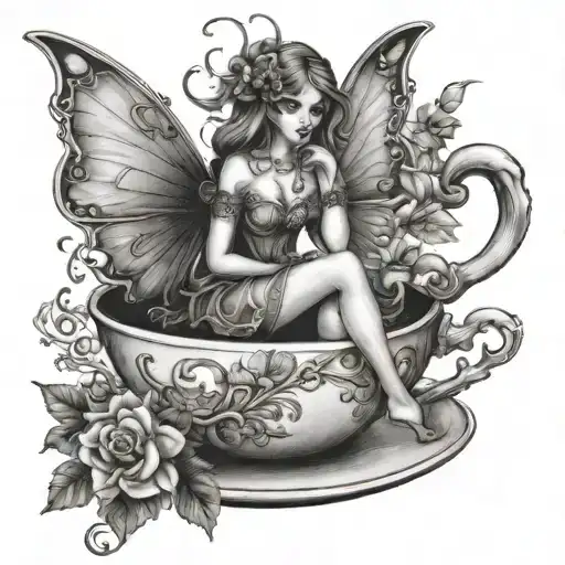 Fairy Sitting On A Tea Cup