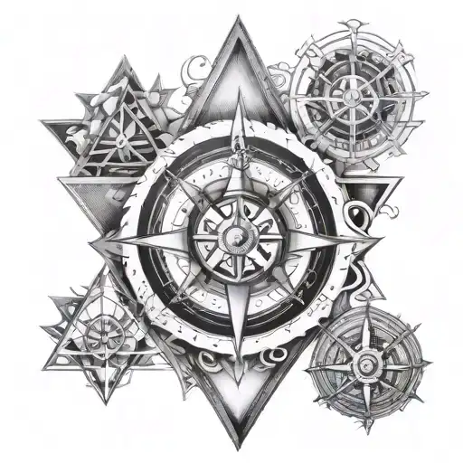 Three Triangel And Compass