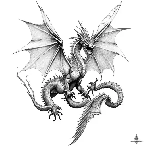 Dragon Flirting With Extend Wings For The Neck And The Dragons Wings Reaching Lower Chin