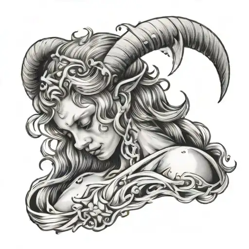 An Angel With Two Horns Crying