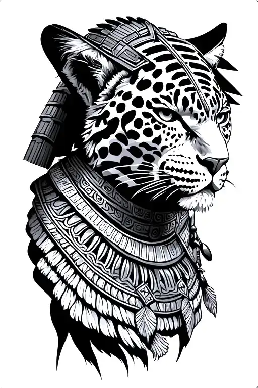 Mayan Warrior With Jaguar Skin Coat Hanging