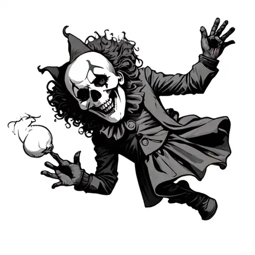 A Dancing Clown With A Skull As Head