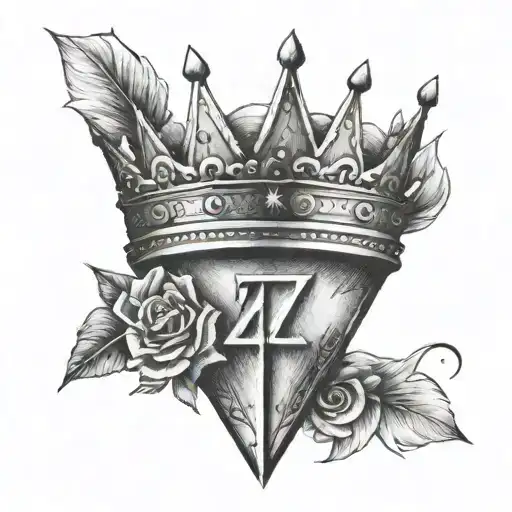 Crown With 2 Hidden Triangles Over The Number 77