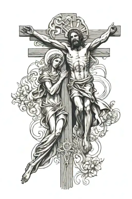 Crucifixion Of Jesus Christ And Our Lady