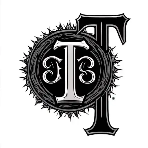 Use Letter T Old English Gothic Style In A Circle Looks Like Gangster Logo