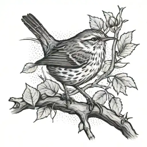 Wren In A Tree At Night