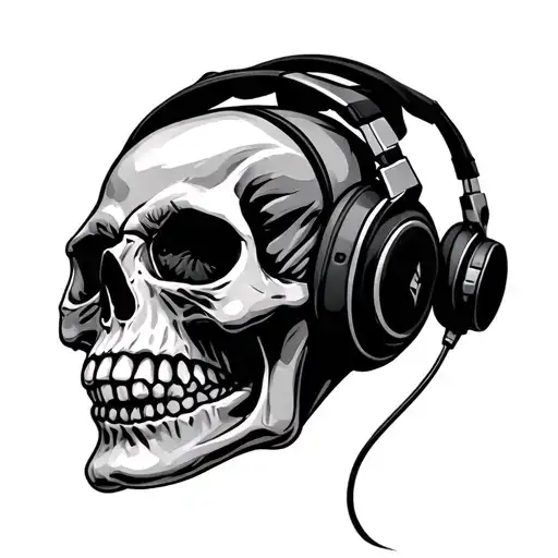 Skull Wearing Headphones