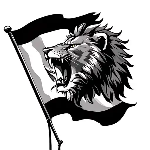 A Vicious Lion Biting On A Peruvian Flag With Its Teeth