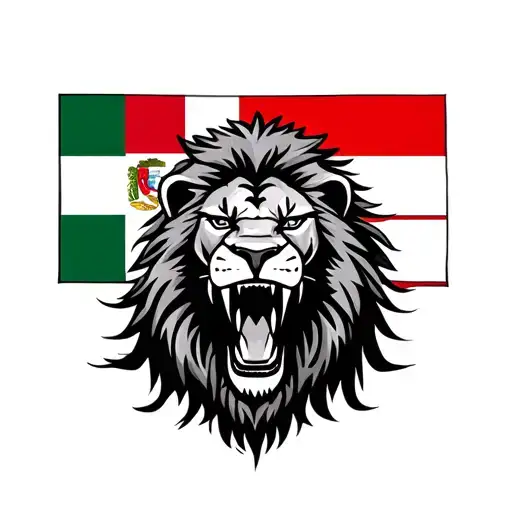 A Vicious Lion Biting On To A Peru Country Flag With Its Teeth
