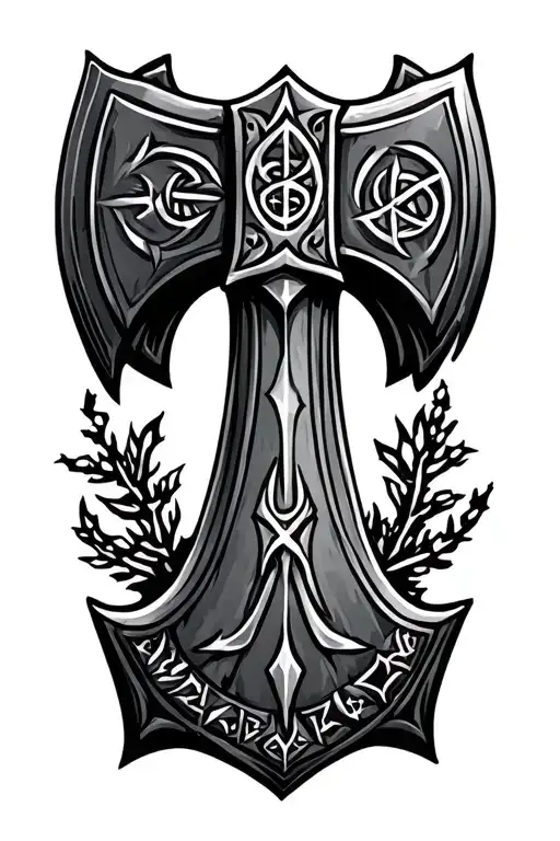 Nordic Axe With Matthew In Nordic Runes Engraved