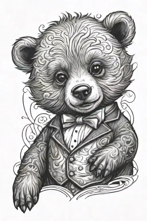 Baby Bear Wearing A Tuxedo