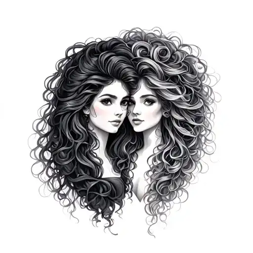 Gemini Sisters Hair Tangled Together