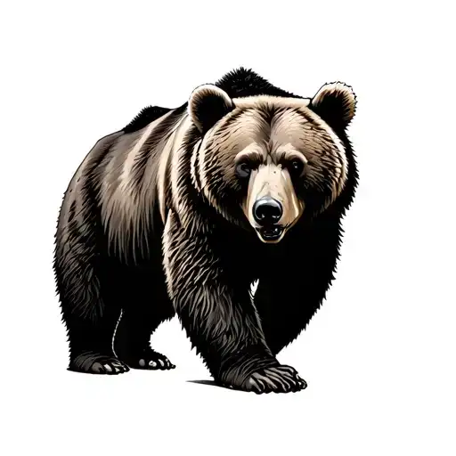 Bear Walking Abstract Mountains Panorama