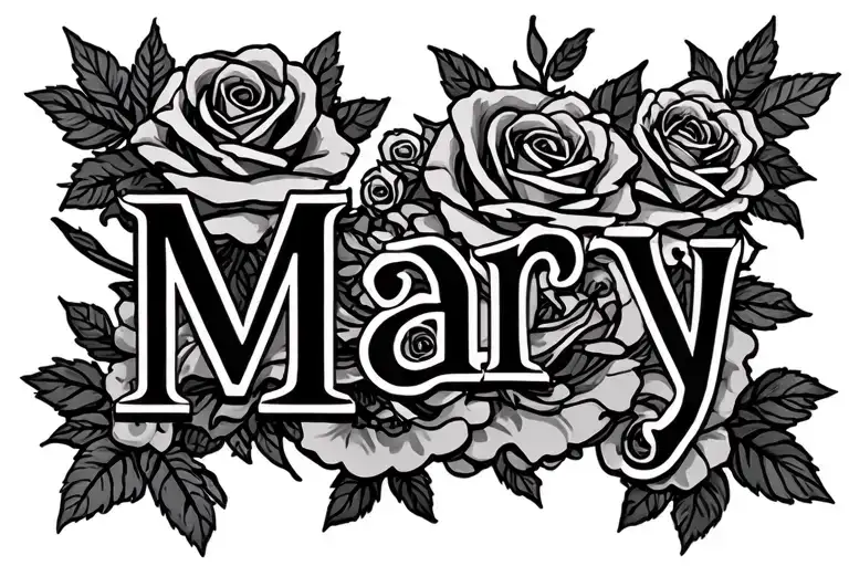 The Name Mary With Roses On The Sides