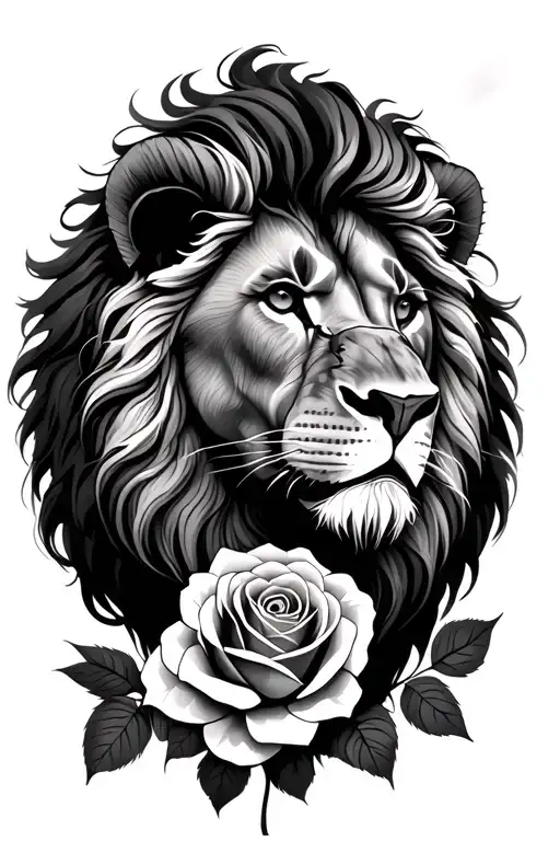 Lion And Roses