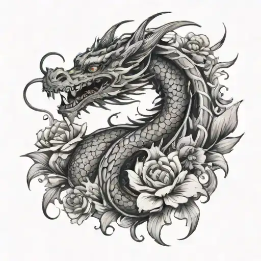 Dragon With Flowers