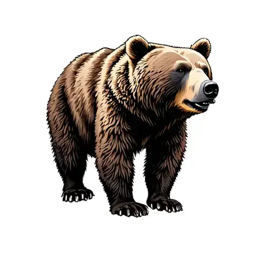 Grizzly Bear Standing Side