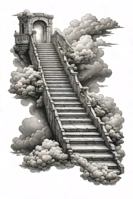 Realistic Stairway To Heaven With Clouds