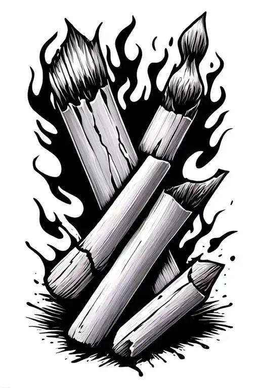 Broken Burning Match Stick