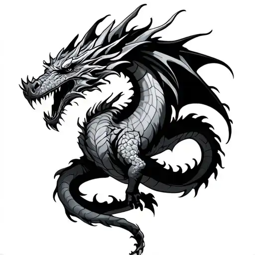 Cross And Fire Breathing Dragon