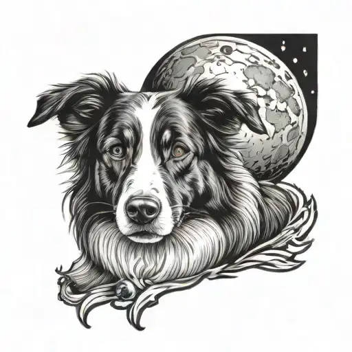 Moon Behind Border Collie