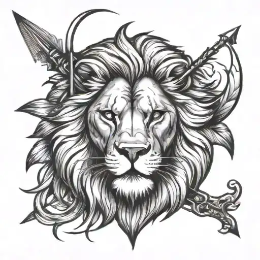 Lion Face With An Arrow Design